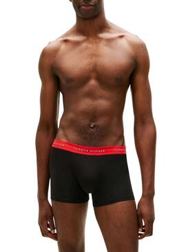Confezione da 3 boxer Tommy Hilfiger Trunk Signature neri con cintura multi per uomo.