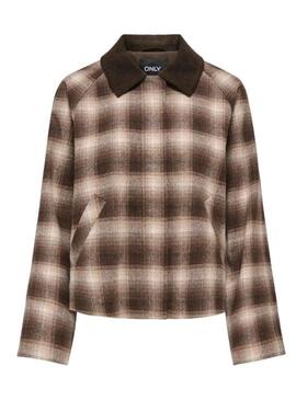 Giacca Only Kine a quadri marrone per donna.