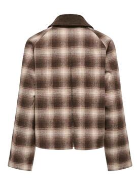 Giacca Only Kine a quadri marrone per donna.
