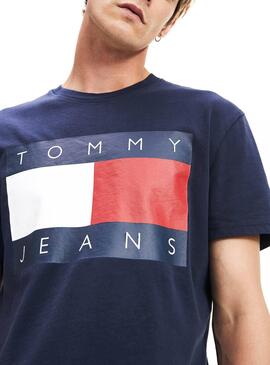 T-Shirt Tommy Jeans Flag Navy per Uomo
