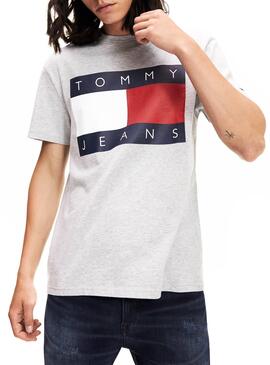 T-Shirt Tommy Jeans Flag Grigio Per Uomo