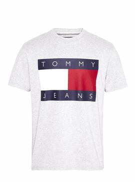 T-Shirt Tommy Jeans Flag Grigio Per Uomo