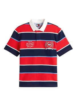 Maglia a righe Tommy Jeans Stripes Rugby rosso per uomo