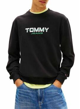 Felpa Tommy Jeans Essential DNA nera per uomo