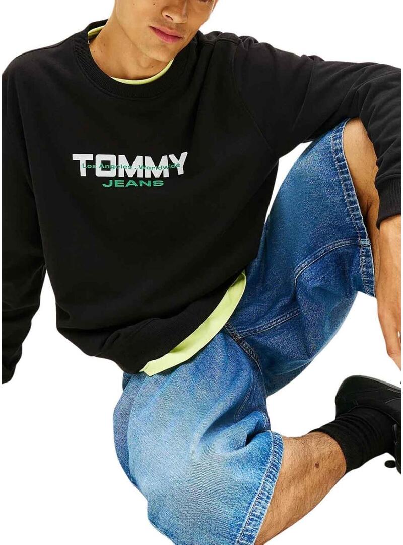 Felpa Tommy Jeans Essential DNA nera per uomo