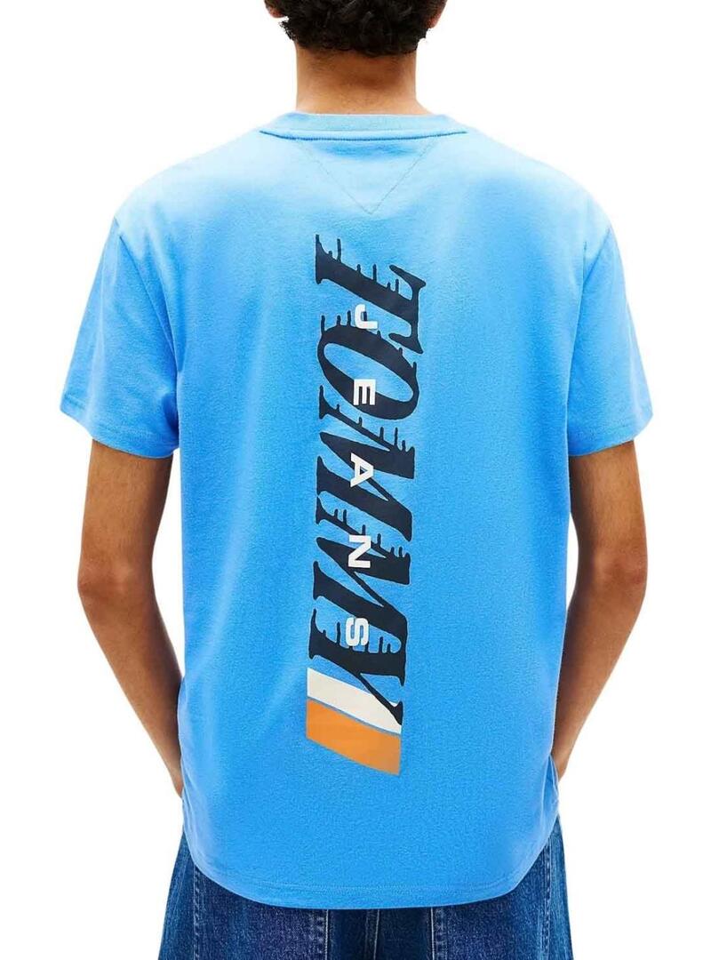 Maglietta Tommy Jeans Vintage con logo posteriore blu per uomo