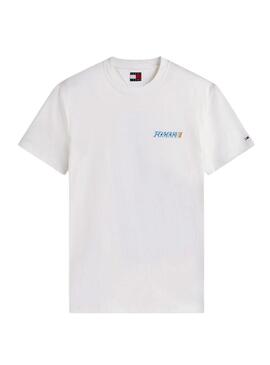 Maglietta Tommy Jeans Vintage con logo posteriore beige per uomo