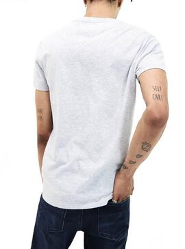 T-Shirt Tommy Jeans Script Logo Grigio Uomo