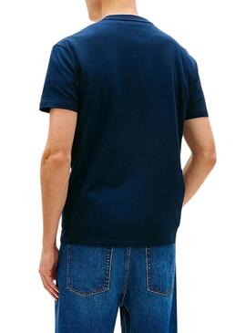 Maglietta Tommy Jeans Signature Stripe blu marino per uomo
