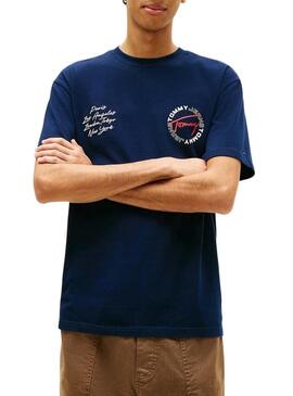 Maglietta Tommy Jeans Circle Relaxed blu scuro per uomo