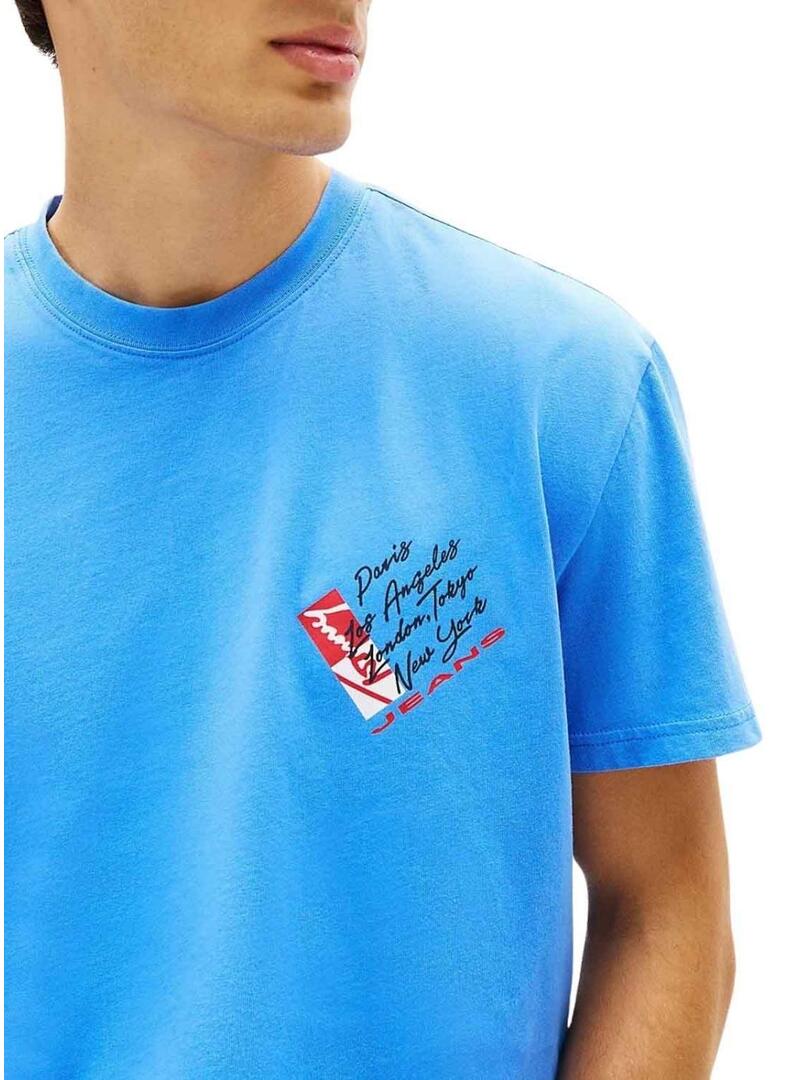 Maglietta Tommy Jeans Shift bluastro per uomo