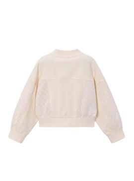 Felpa Mayoral con zip beige per ragazza