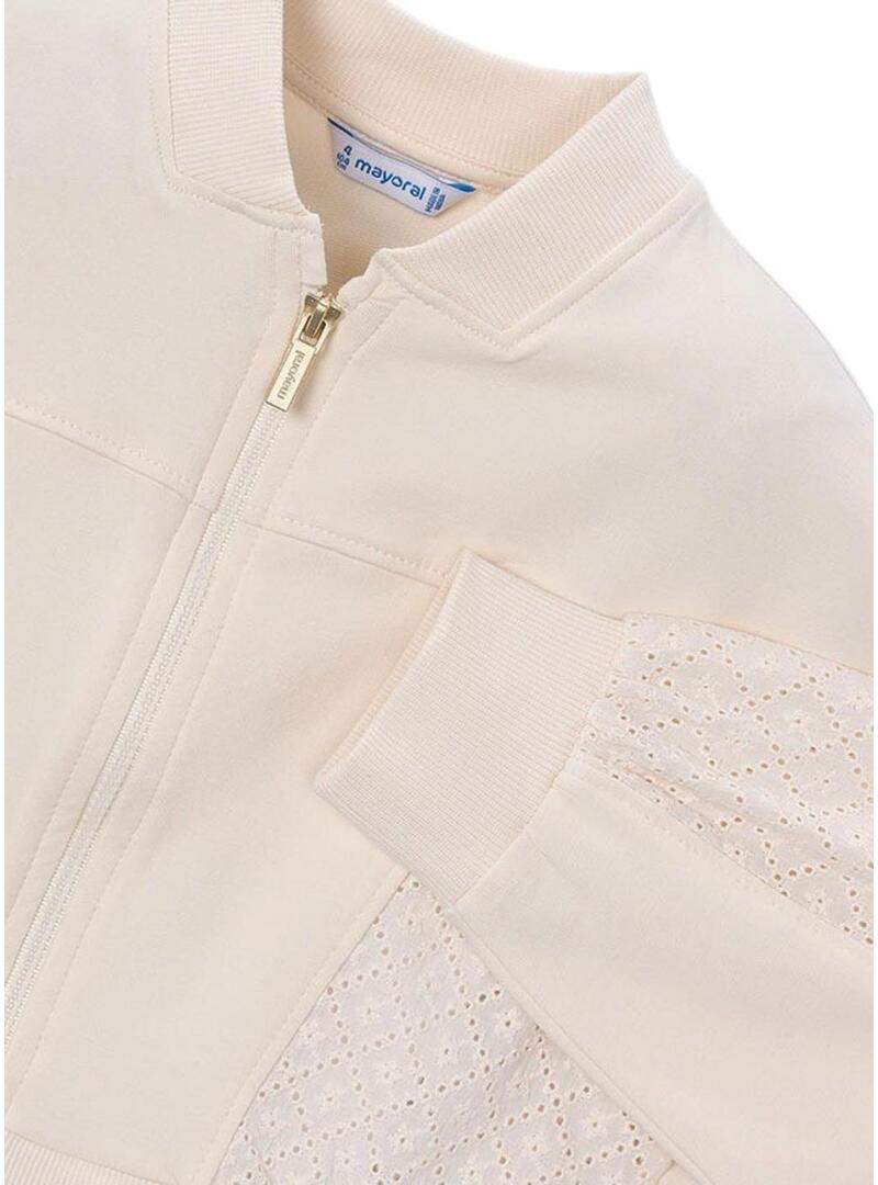 Felpa Mayoral con zip beige per ragazza