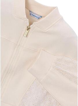 Felpa Mayoral con zip beige per ragazza
