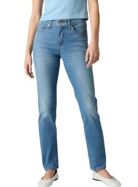 Pantaloni in denim Levis 312 Shaping Slim lavati blu per donna