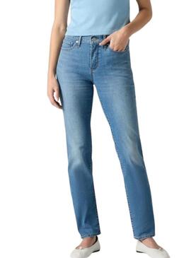 Pantaloni in denim Levis 312 Shaping Slim lavati blu per donna