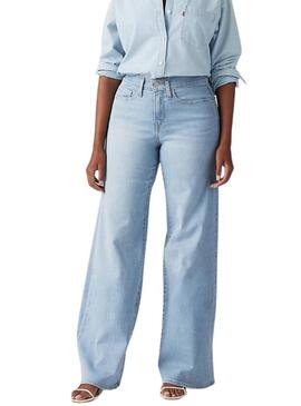 Pantaloni in denim Levis 318 Shaping Wide Leg blu per donna