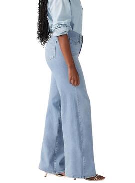 Pantaloni in denim Levis 318 Shaping Wide Leg blu per donna