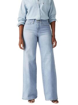 Pantaloni in denim Levis 318 Shaping Wide Leg blu per donna