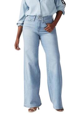 Pantaloni in denim Levis 318 Shaping Wide Leg blu per donna