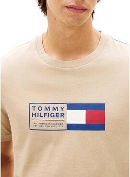 Maglietta Tommy Hilfiger Brand Love Box color tostato per uomo