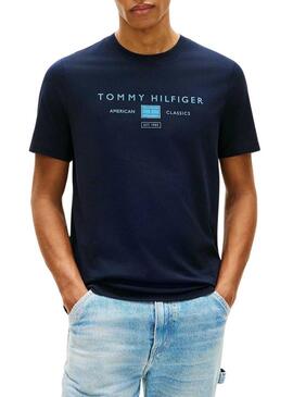 Maglietta Tommy Hilfiger Brand Love blu scuro per uomo