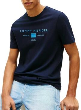 Maglietta Tommy Hilfiger Brand Love blu scuro per uomo