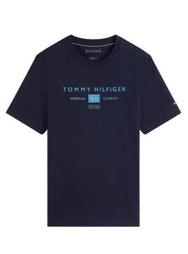 Maglietta Tommy Hilfiger Brand Love blu scuro per uomo