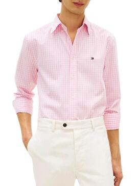 Camicia Tommy Hilfiger a quadretti Vichy rosa per uomo