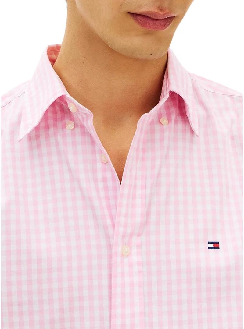 Camicia Tommy Hilfiger a quadretti Vichy rosa per uomo