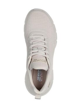 Scarpe Skechers BOBS Sport B Flex Hi beige per donna.