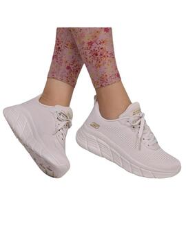 Scarpe Skechers BOBS Sport B Flex Hi beige per donna.