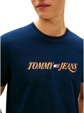 Maglietta Tommy Jeans Vintage logo blu marino per uomo