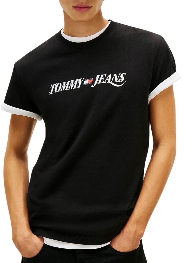 Maglietta Tommy Jeans Vintage logo nera per uomo