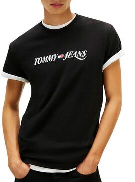 Maglietta Tommy Jeans Vintage logo nera per uomo
