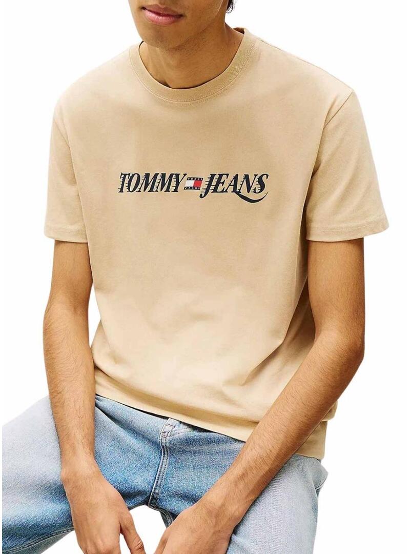 Maglietta Tommy Jeans Vintage logo beige per uomo