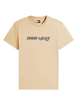 Maglietta Tommy Jeans Vintage logo beige per uomo