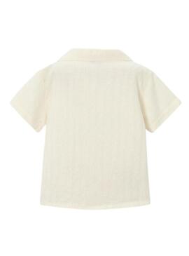 Camicia Mayoral beige ricamata per bambino