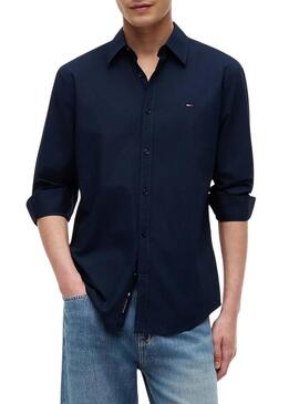 Camicia Tommy Jeans Popeline blu navy regular per uomo