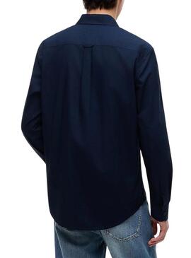 Camicia Tommy Jeans Popeline blu navy regular per uomo