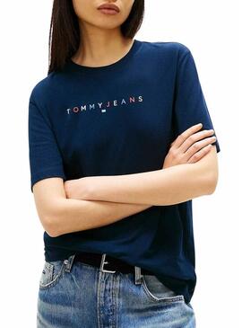 Maglietta Tommy Jeans Color Linear blu marino da donna