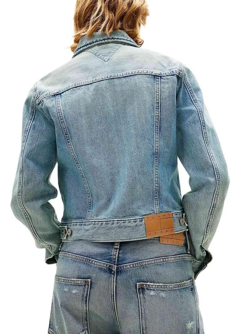 Giubbotto di jeans Tommy Jeans Classic lavaggio chiaro per donna.