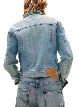 Giubbotto di jeans Tommy Jeans Classic lavaggio chiaro per donna.
