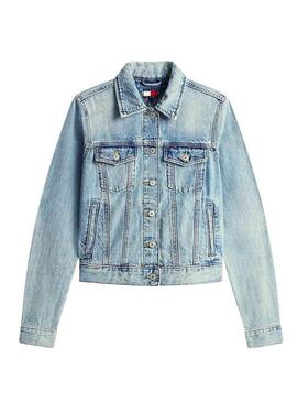 Giubbotto di jeans Tommy Jeans Classic lavaggio chiaro per donna.