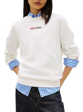 Felpa Tommy Jeans Essential logo bianca per donna.