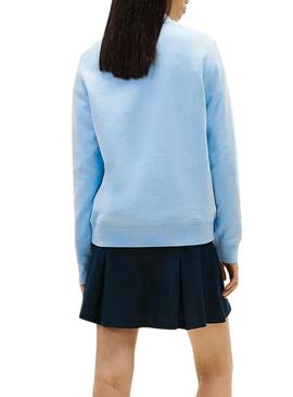 Felpa Tommy Jeans Essential logo blu per donna