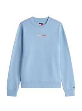 Felpa Tommy Jeans Essential logo blu per donna