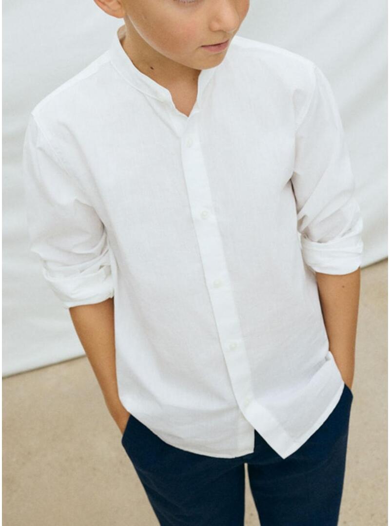 Camicia Mayoral collo Mao bianca per bambino