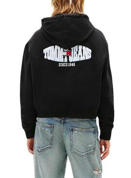 Felpa Tommy Jeans Wavy Flag nera per donna