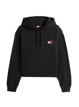 Felpa Tommy Jeans Wavy Flag nera per donna